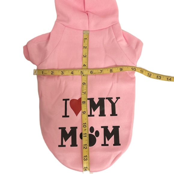 Pink Dog Hoodie I Love My Mom Graphic Small 12–16 lbs Pullover New - Picture 6 of 6